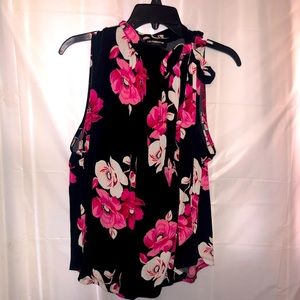 XL Liz Claiborne floral top with tie neck